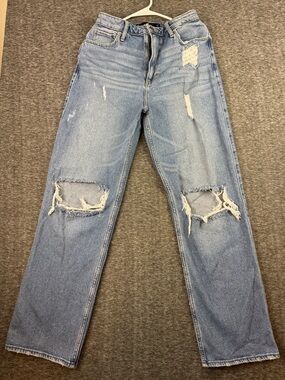 Hollister Light Blue Distressed Straight-Leg Jeans